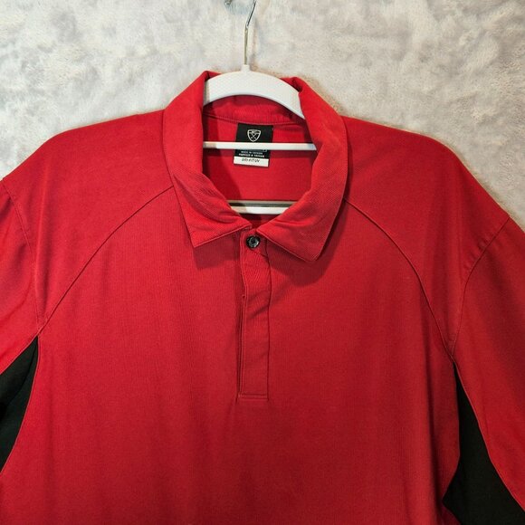 Nike Golf Polo Shirt Mens L Red Black color block Dri-Fit office athletic golf - Picture 7 of 12
